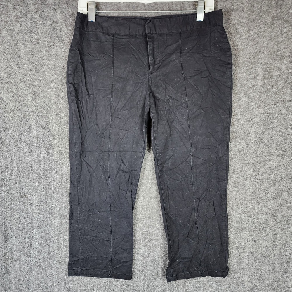 Daisy Fuentes Moda Pants Womens 2 Cropped Black Front Seam EUC